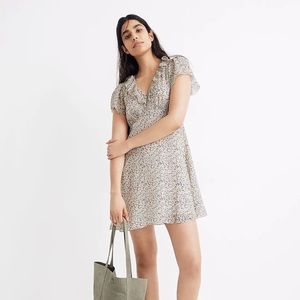 Madewell Silk Ruffle Neck Mini Dress